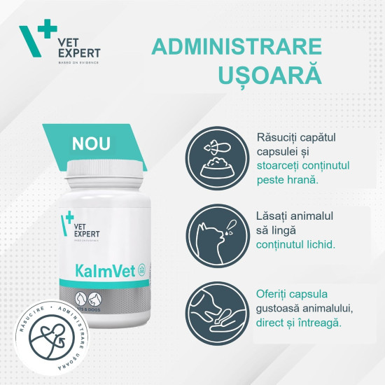 Kalmvet Twist Off Vet Expert – Supliment pentru Calmarea Stresului și Anxietății la Câini și Pisici – 60 Capsule
